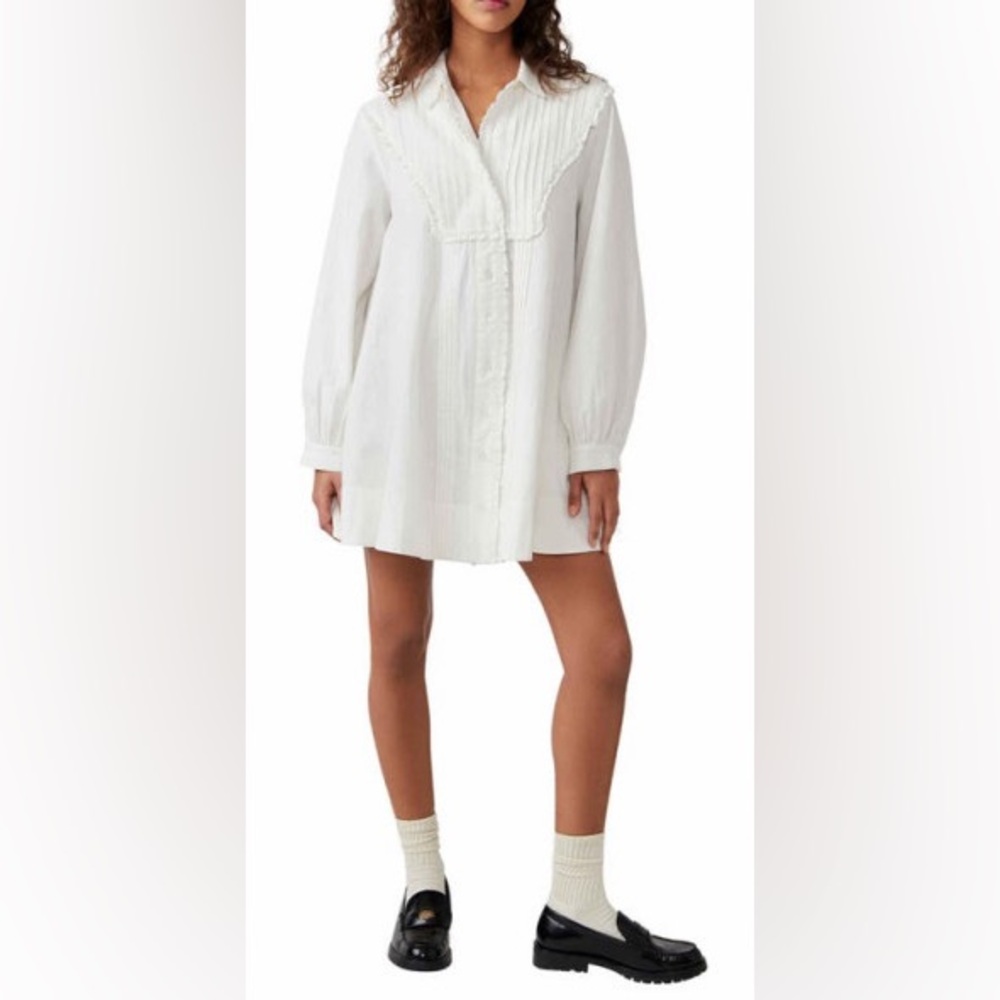 NWT Free People White Long Sleeve Shirt Dress